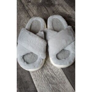 Koknwoa Women's Chinese 38/39 US Sz 8 Thick Sole Cushioned Gray Slippers, NWT